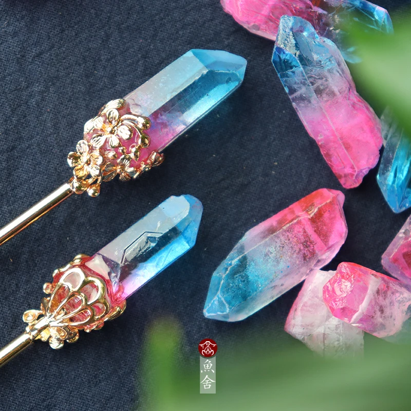 Китайская шпилька для волос прекрасный кристаллический кластер оригинальная