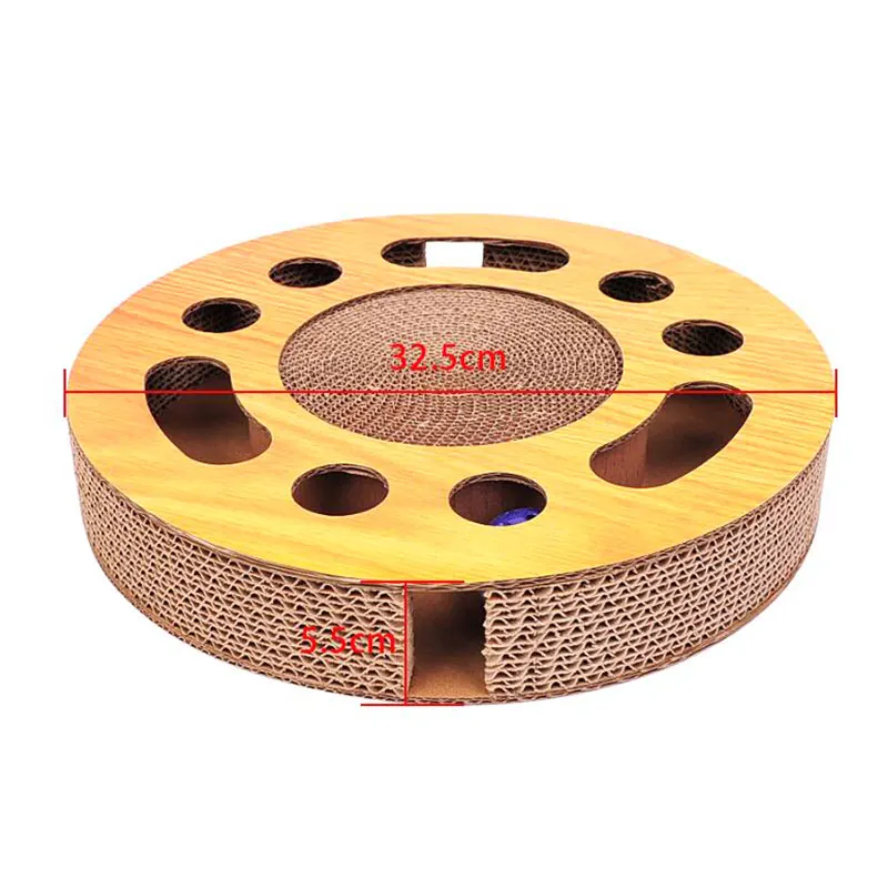 

Funny Cat Toy Turntable Ball Cat Scratch Board Round Corrugated Paper Turntable Grinder Round Multi Holes Grind Claw Training