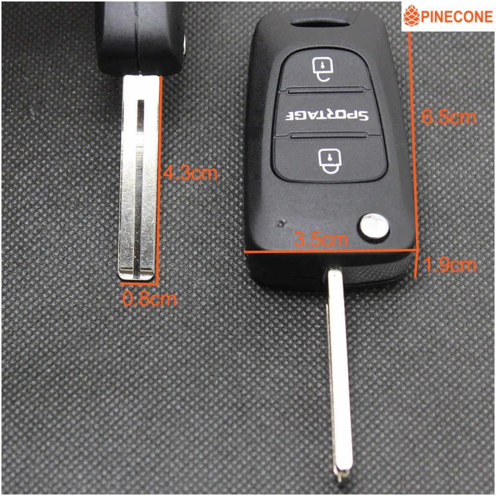 Складной чехол для ключей PINECONE KIA SPORTAGE автомобильных с 3 кнопками необработанное