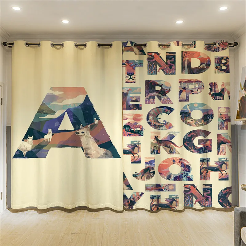 

Letter A Shape Animal Text Window Treatments Curtains Valance Room Curtains Large Window Bathroom Kitchen Bedroom Decor