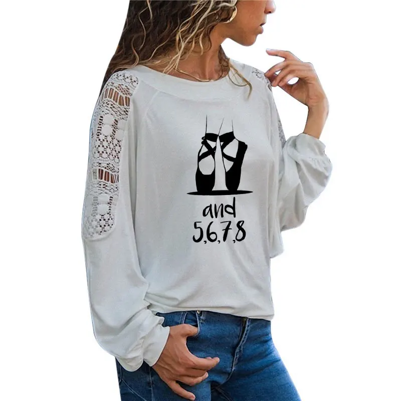 Женская футболка с длинным рукавом и надписью для танцев 5 6 7 8 | одежда