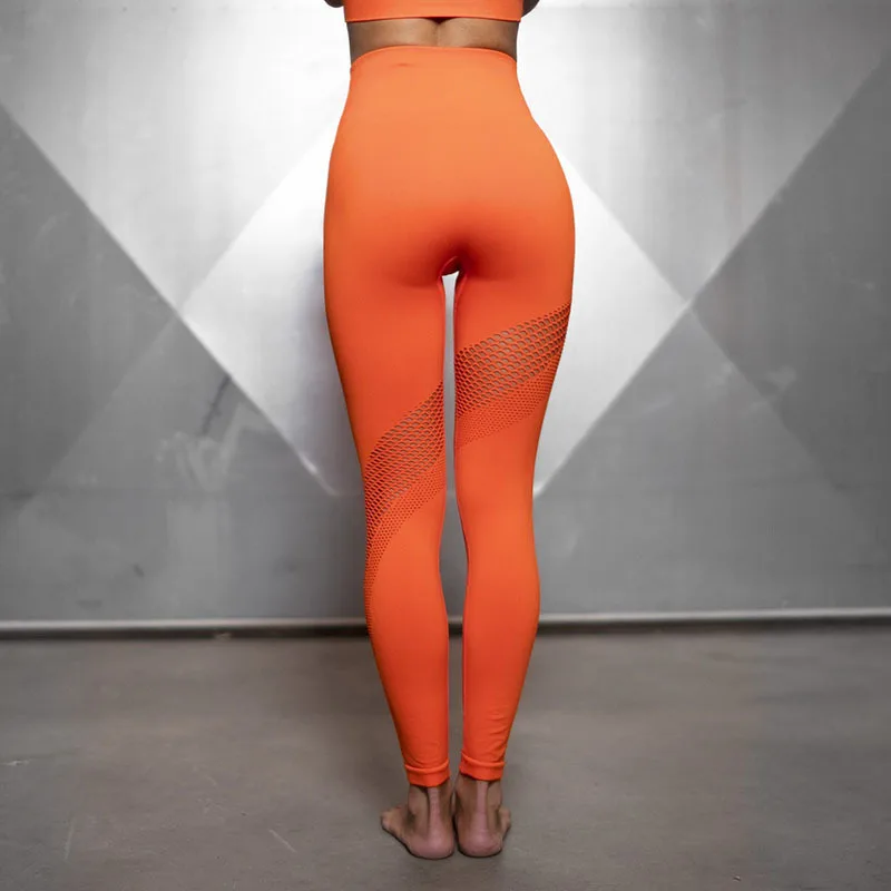 Hollow Out Seamless Sports Leggings High Waist Women Yoga Pants Super Stretchy Fitness Leggings Sports Wear For Women GYM Tights