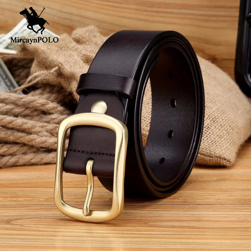 MircaynPOLO Men‘s Retro copper Pin Buckle Belt Business Casual Men Simplicity Belts Luxury Designer Daily Waistband For Jeans