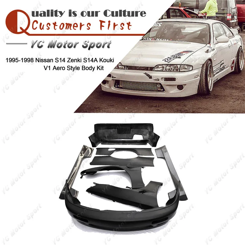 Комплект из стекловолокна FRP подходит для тела 1995 1998 S14 Zenki S14A Kouki стиль RB V1 бампер