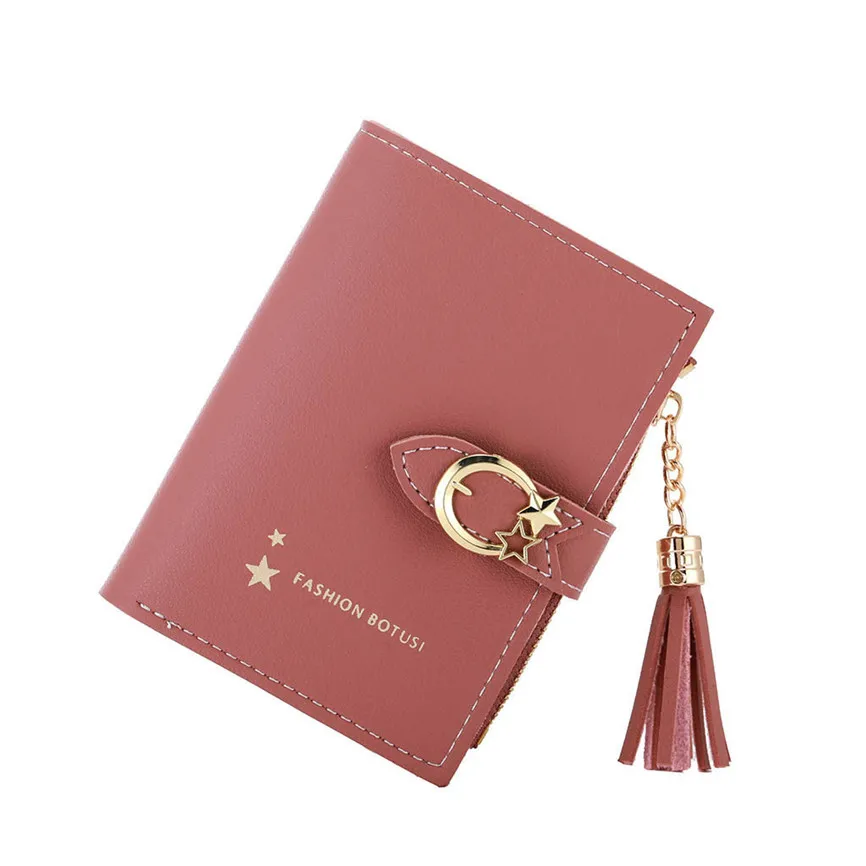 Женский бумажник ретро женский кошелек с пряжкой кисточка два сложения монета