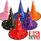 1 шт. Хэллоуин Бронзирующая звезда ведьма шляпа Взрослый Детский костюм для ролевых игр реквизит Праздничный костюм Искусственный Выпускной праздничный головной убор для вечеринки