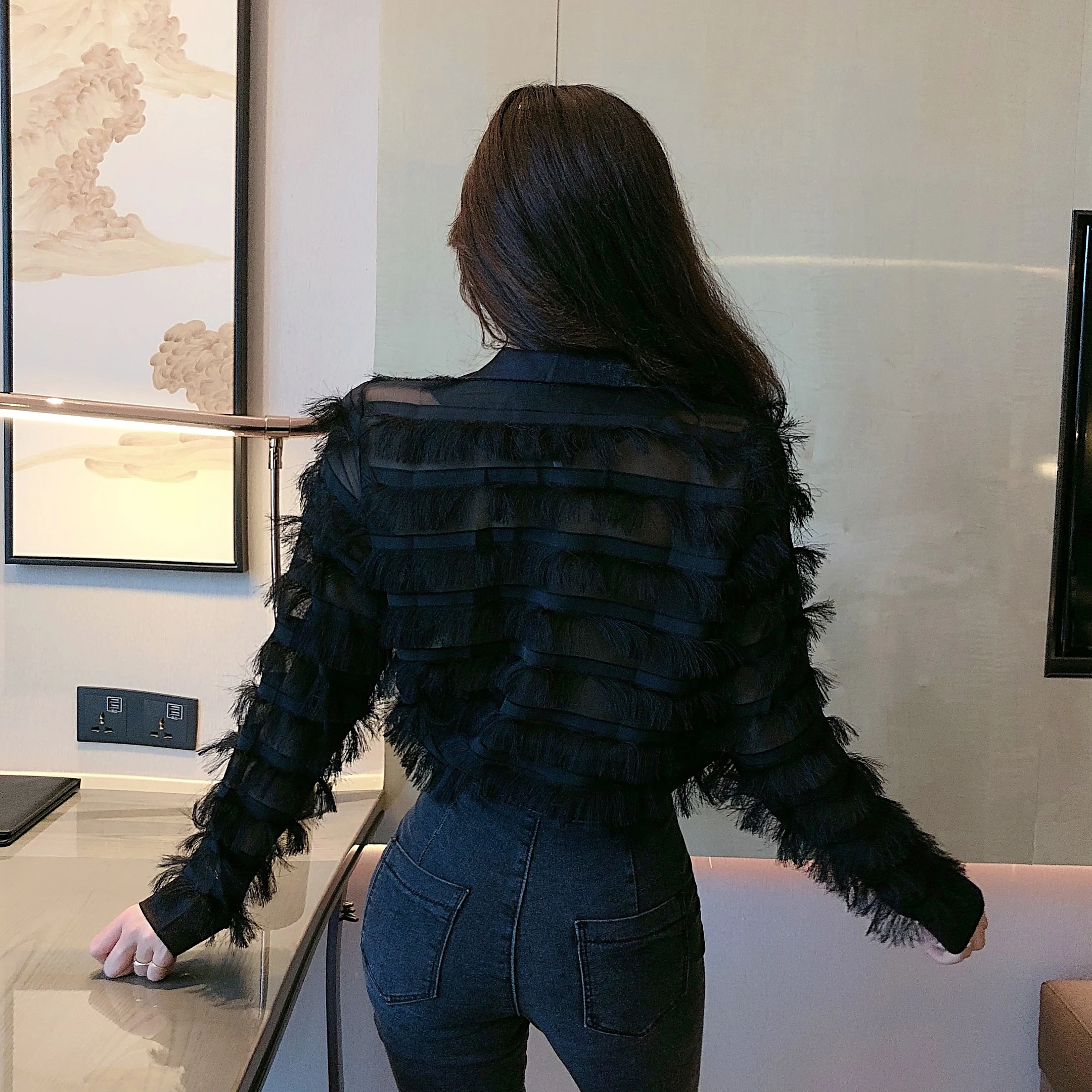 

Tassel Perspective Ladies Tops Fashion Brand Autumn Women Loose Korean Blouses Long Sleeve Women Blouses Autumn Style Shirts