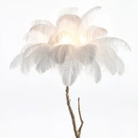 All copper light luxury ostrich feather floor lamp living room dining room decoration net red bedroom Nordic branch vertical tab