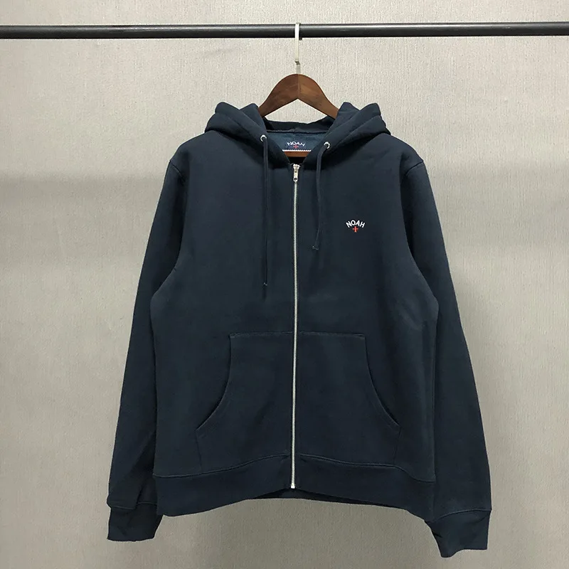 

high High quality street men's fashion brand Noah zip front Hoodie 1:1 embroidery cotton hip hop oversize Unisex Sweatshirt