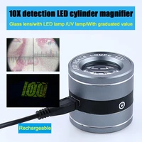 10x full metal hd magnifying glass usb charging lens loupe with scale mini handheld magnifier for stamps jewelry appraisal