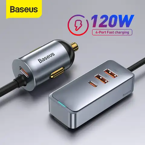 Зарядное устройство Baseus автомобильное с USB-портами и поддержкой быстрой зарядки, 120 Вт