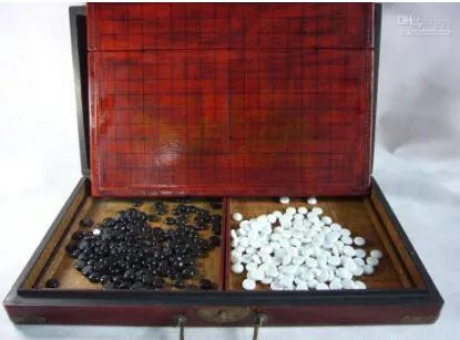 YM Wholesale cheap Chinese Go Game Set Leather Box Goban Board and Stones | Дом и сад