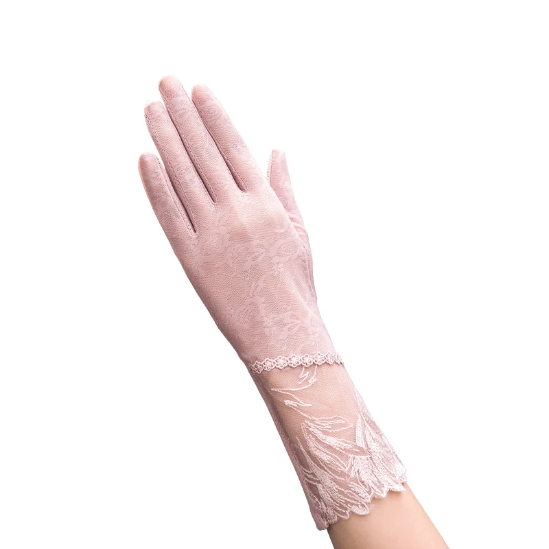

Women Sunscreen Gloves Non-Slip Lace Ice Silk Gloves Sexy Female Thin Section Summer UV Touch Screen Driving Long Gloves Mittens