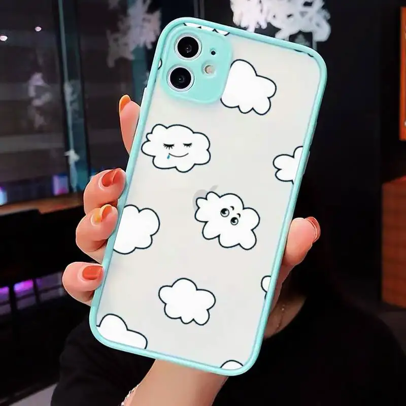 

Cartoon clouds Phone Case Matte For iPhone 12 Mini 11 Pro XR XS Max 7 8 Plus X Hard PC Back Cover