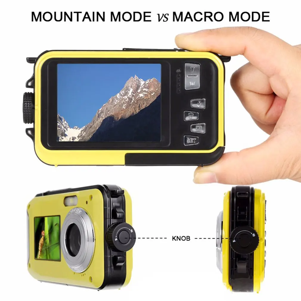 2 7 дюймов TFT цифровая водостойкая камера 24MP/48MP MAX 1080P двойной экран 16x цифровой зум