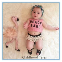 infant and young childrens fashion clothing summer new childrens baby girls letter printing tassel shorts suit