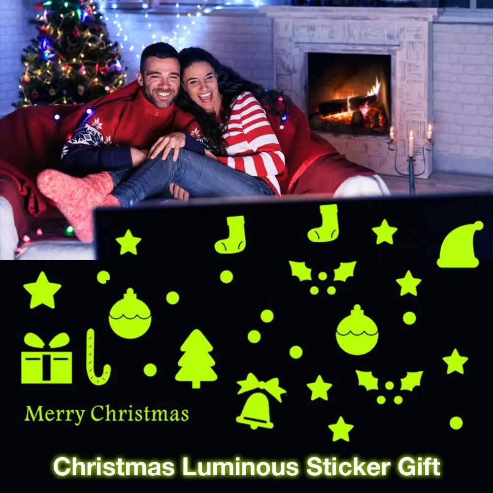 Luminous Christmas Stickers Door Window Wall Ornaments Carnival New Year | Дом и сад