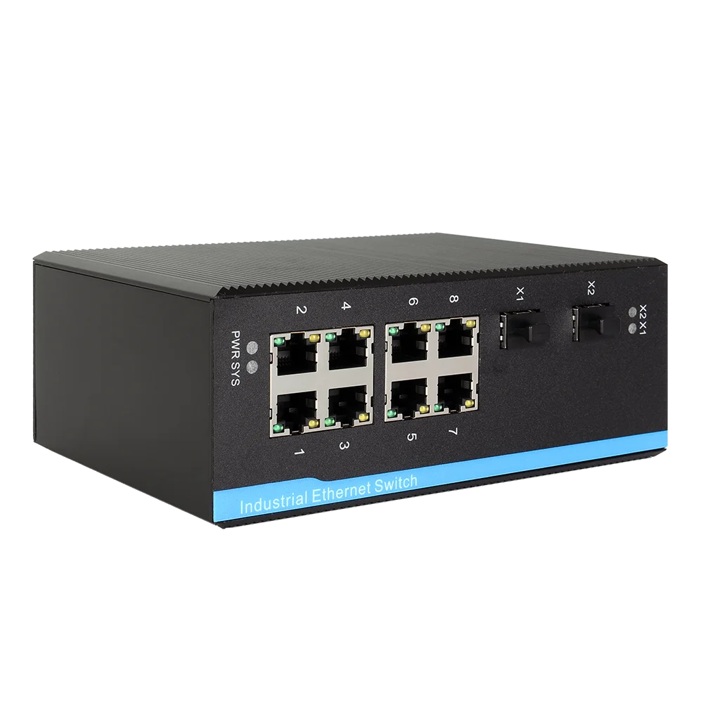 

industrial ethernet network switch 24V 8 port 10 port din rail mini outdoor 10 100 1000M gigabit managed fiber optic equipment