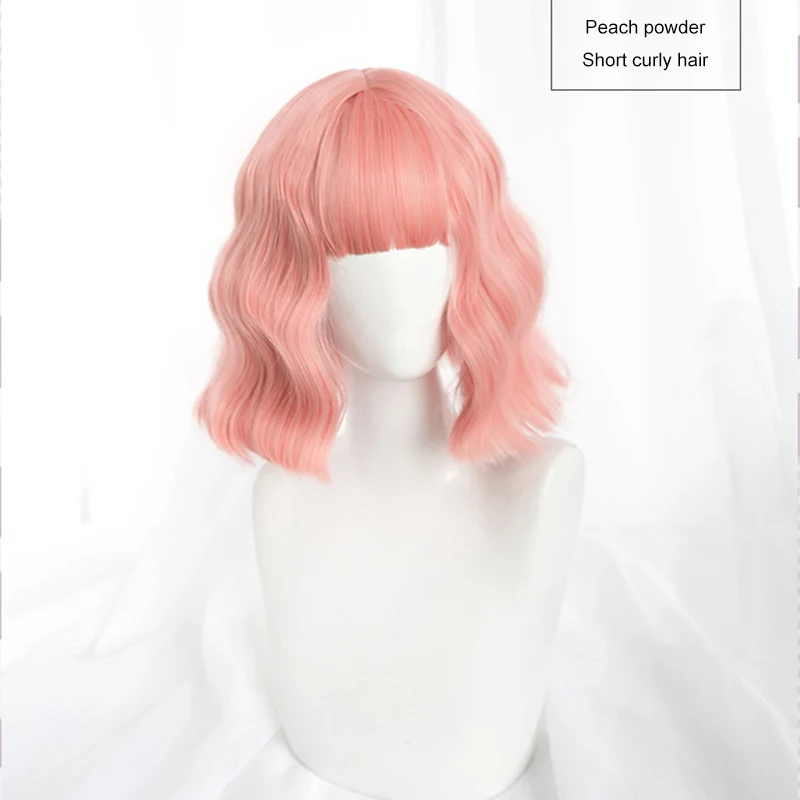 AILIADE розовые синтетические парики с челкой длинные женские волосы кудрявые