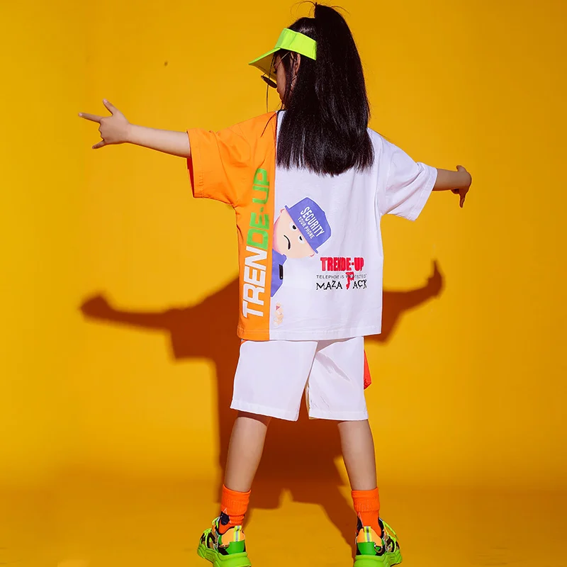 110-170CM Children'S Day Short Sleeve Jazz Dance Set Unisex Street Costumes Summer Boys Girls Hip Hop Dancewear DWY3523 |