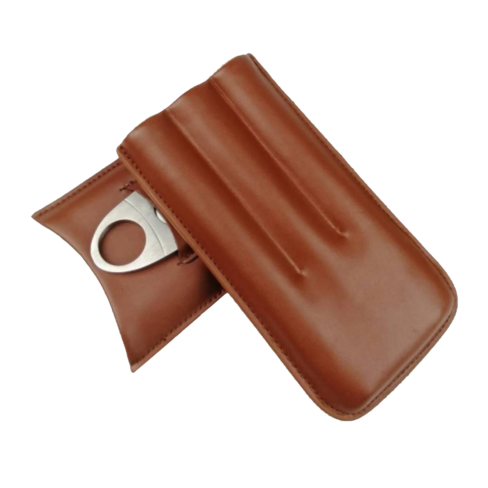 

Leather Portable Cigar Holder Waterproof Case Tube W/ Cigar Cutter Men Gift