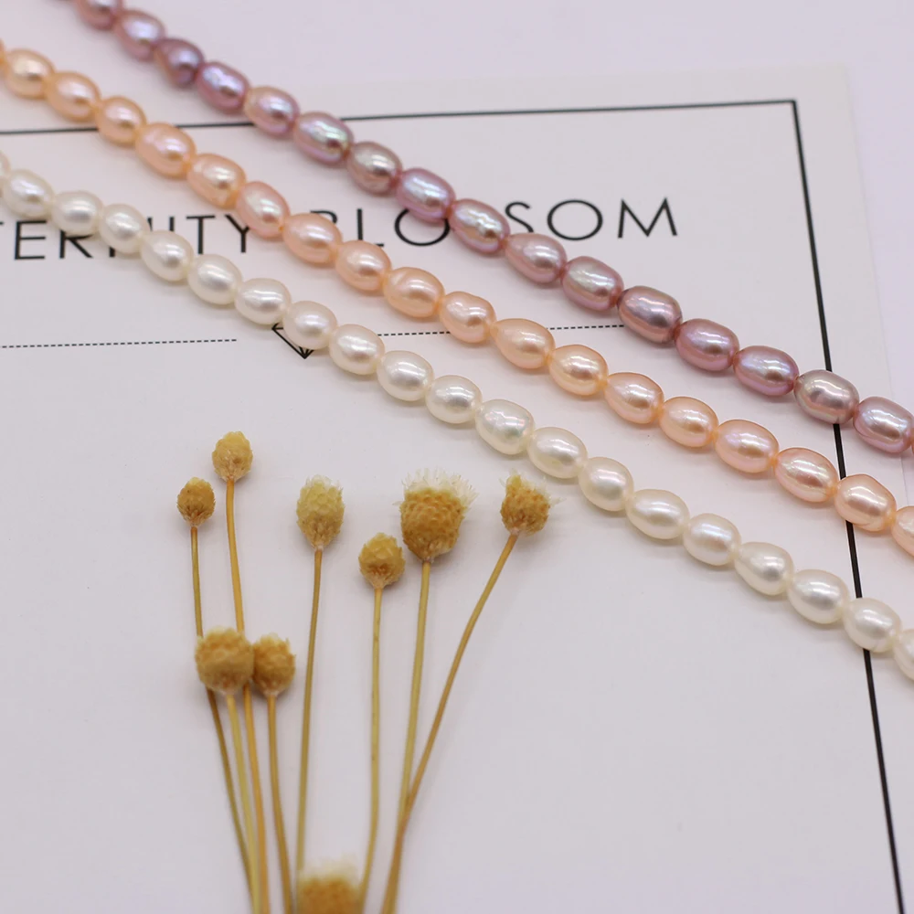 

Natural Freshwater Pearl Rice Beads Punch Loose Pearls For DIY Craft Charm Bracelet Necklace Jewelry Accessories Making 3.5-4mm