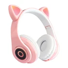 Bluetooth5.0 Беспроводной кошачьими ушками наушники с микрофоном платной складной Детские Подарки для девочек со светодиодной подсветкой гарнитура для смартфона