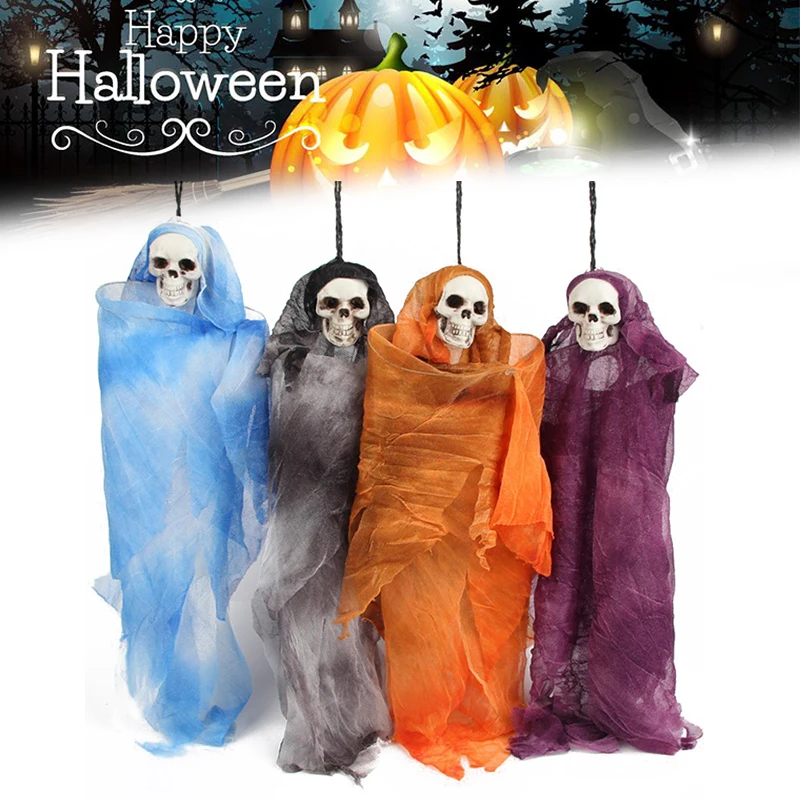 

Halloween Hanging Ghost Spooky Skull Pendant Dolls Scary Hanging Decor for Haunted House Bar Garden Home NSV775