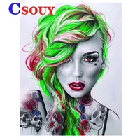 new beauty lady 5d diy diamond painting color hair picture full squareround diamond embroidered 5d cross stitch gift home decor