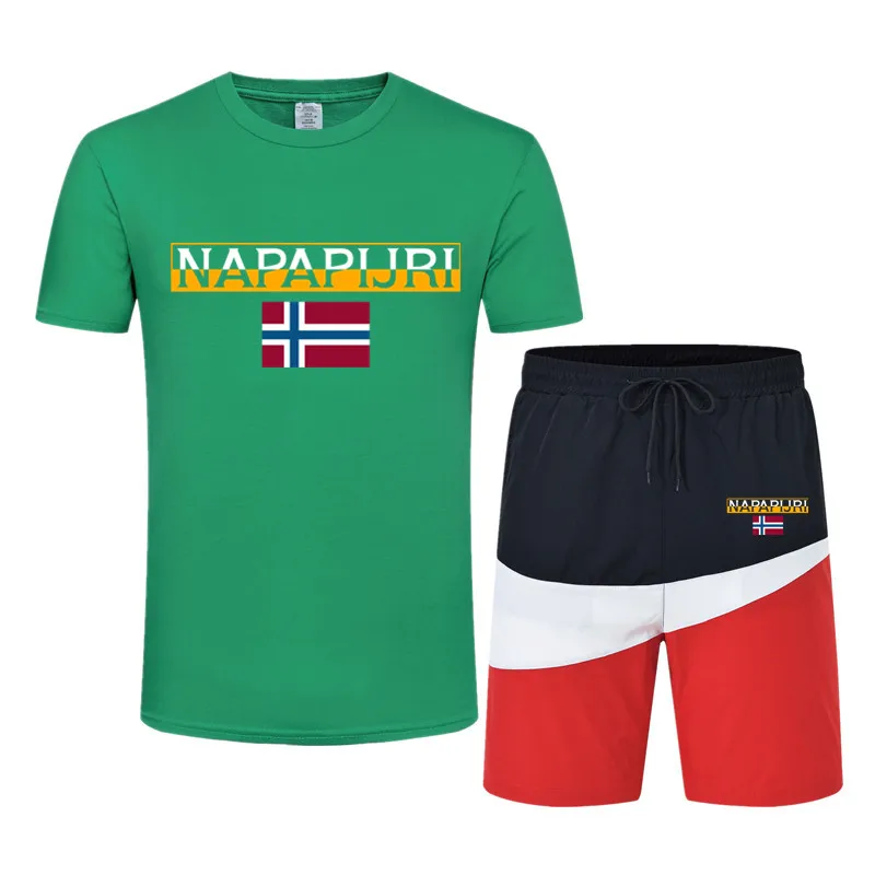 

2021 Summer New Cotton Men's T-Shirt + Sports Shorts Set Summer High Quality Cotton T-Shirt Sports Running Training Set