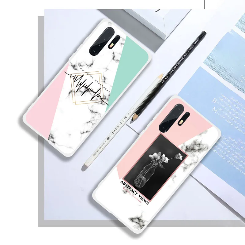 Silicone Phone Case For Huawei P8 P9 P10 P20 Lite P30 Pro Y3 Y5 2017 Y9 2018 2019 Marble Style Coque Matte Vase Back Cover | Мобильные
