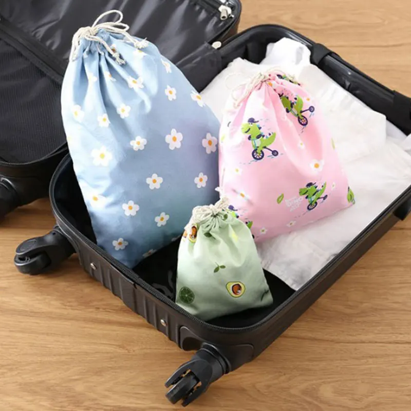 1PC Drawstring Bag Women Polyester Cotton Pouch Cute Flower Avocado Print With Girls Gift Storage Bags | Багаж и сумки