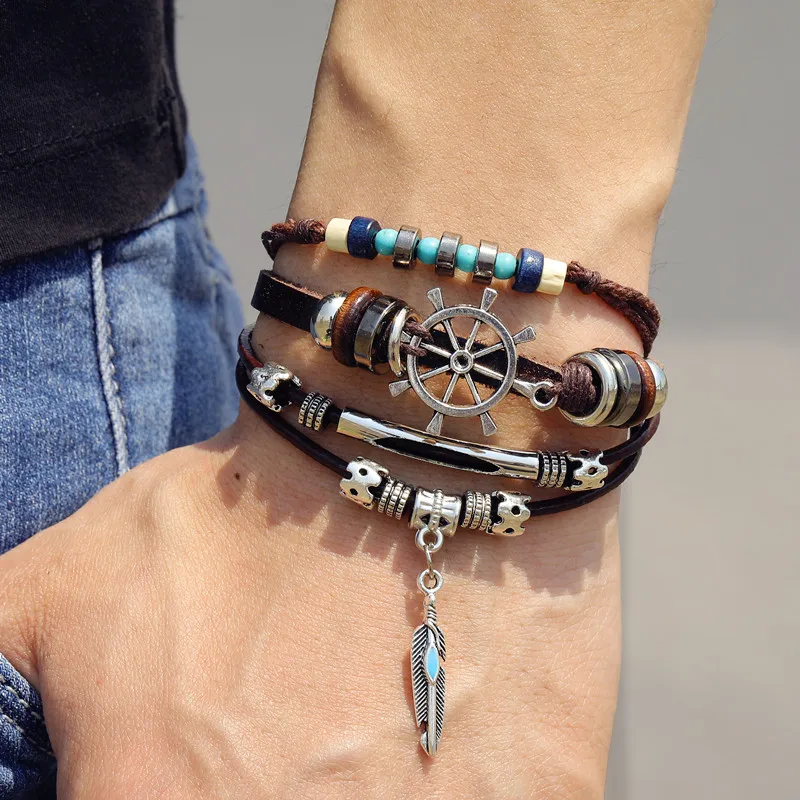 Многослойный браслет FAMSHIN для мужчин и женщин модное Ювелирное Украшение на