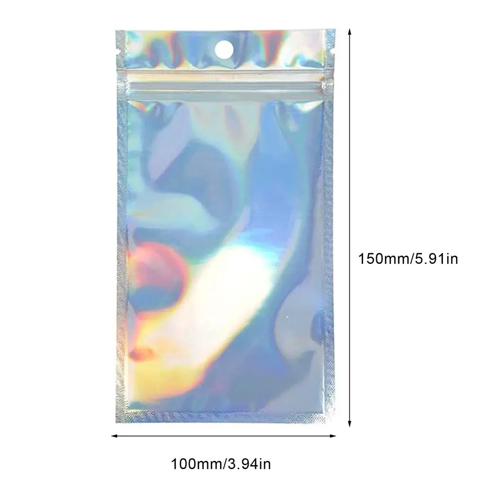 

100pcs/set Resealable Zip-lock Bag Cosmetic Laser Packaging Bags Toys Makeup Pouches Food Storage Bags