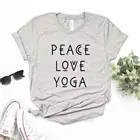Peace love yoga печати для женщин футболки хлопок повседневное забавная Футболка для леди Yong девушки Топ Hipster 6 Цвет NA-879