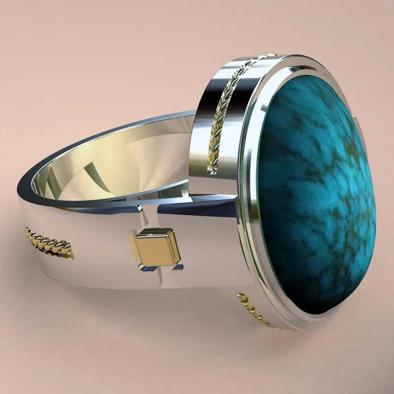 

Bohemia Vintage Big Green Stone Rings Women Fashion Silver Color Engagement Party Rings Indian Ethnic Jewelry