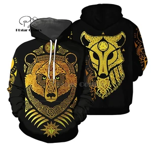 Футболки PLstar Cosmos с 3D-принтом татуировок викингов, футболки, толстовка с 3D-принтом, свитшот на молнии для мужчин и женщин, с медведем, волком, перекрестными татуировками