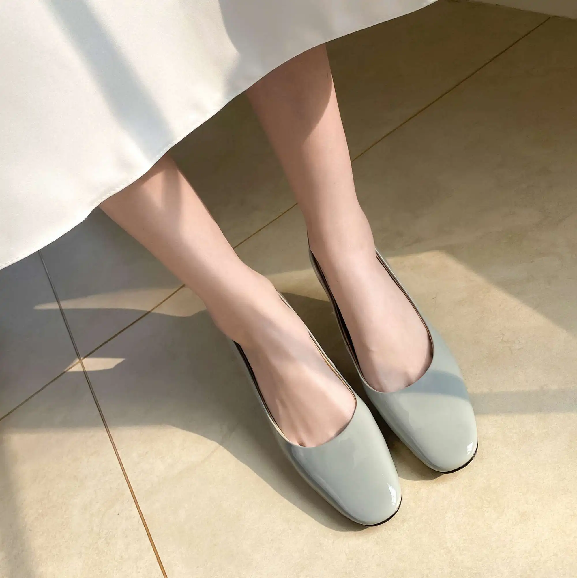 

Krazing pot patent leather round toe high heels four colors young lady daily wear shallow slip on spring basic women pumps L83