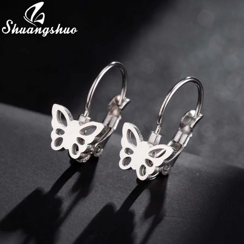 Shuangshuo индивидуальность Purpou Очаровательная Женская милая красота серьги бабочки ювелирные изделия из нержавеющей стали