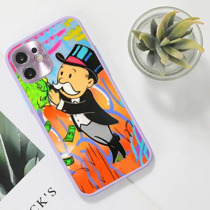 

Cartoon Dollar Monopoly Phone Case Color Matte Transparent for iPhone 7 8 11 12 s mini pro X XS XR MAX Plus funda