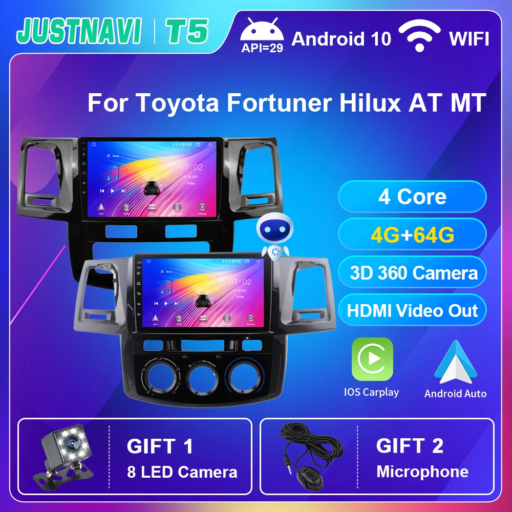 

Car Radio Android 10.0 Carplay No 2 din Autoradio For Toyota Fortuner Hilux AT MT 2008-2014 Multimedia Video Player GPS Camera