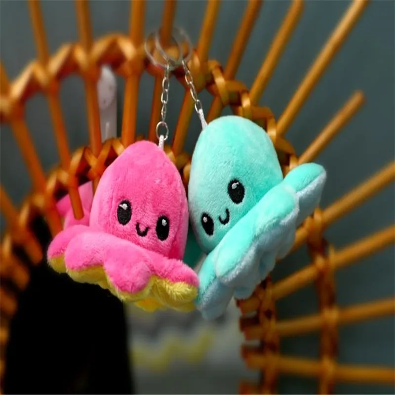 Две стороны плюшевые обратимая Осьминог Брелок двухсторонний животных цепочка