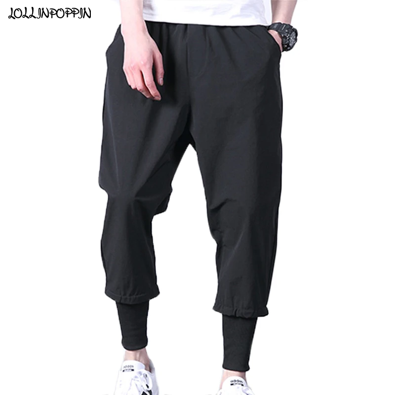 Мужские штаны-шаровары в японском стиле с эластичной резинкой на талии