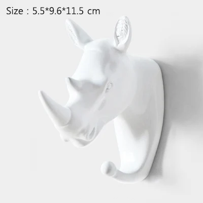 Rhinoceros-White Strongwell, скандинавские крючки в виде животных, американский подвесной крючок, держатель, вешалки для ключей, крепкие бесшовные крючки для украшения дома - Цвет: Rhinoceros-White