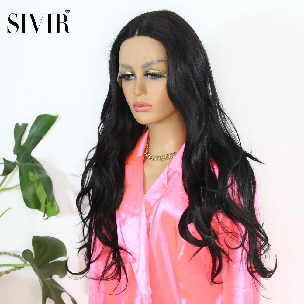 

Синтетические парики с естественной линией роста волос, черного цвета, на сетке, длинные волнистые парики для женщин, для вечеринок и на каж...