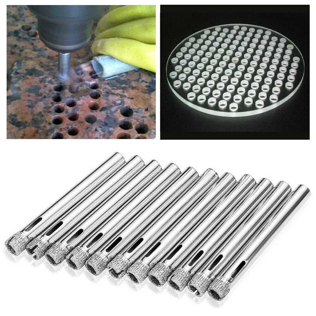 

Silver Drill 12pcs 6mm 6mm * 50mm Carbon Steel Glass Drill Hole Opener