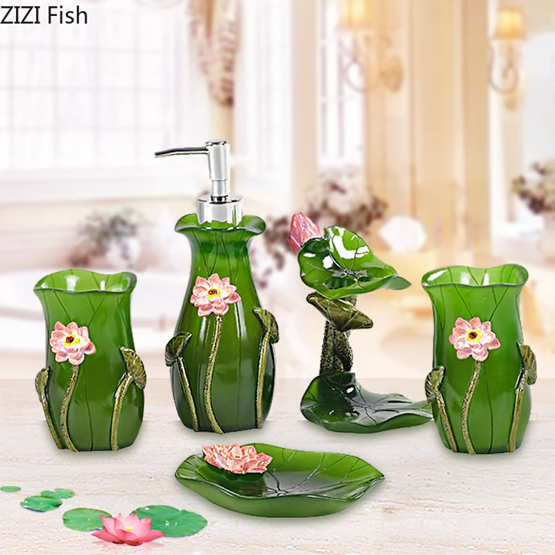 Emboss бутылка для лосьона чашка держатель для зубной щетки мыльница из смолы пять частей бытовой ванной принадлежности свадебный подарок