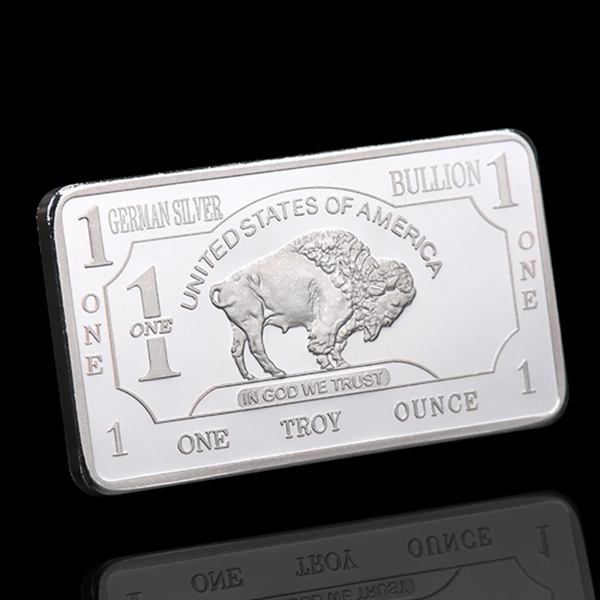 

One Troy Ounce Buffalo German Silver Bullion Bar Replica Coins Collectible Home Decoration Crafts Goods New