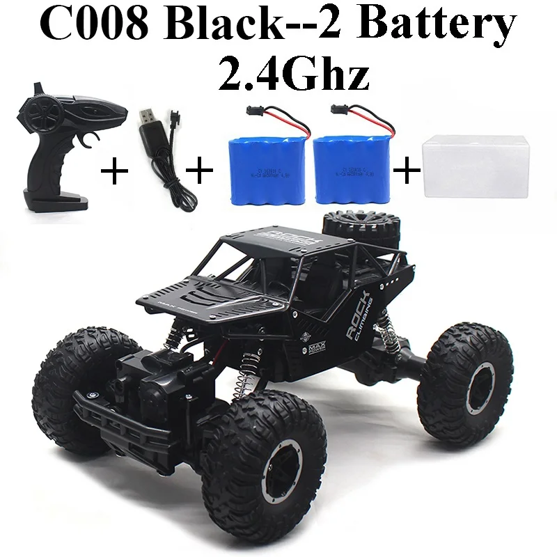 C008-Black-Set-2 1:16 машинка на радиоуправлении 4WD 2,4 Ghz Рок Гусеничный пульт дистанционного управления игрушки машины на радиоуправлении игрушки для детей 8888 - Цвет: C008-Black-Set-2
