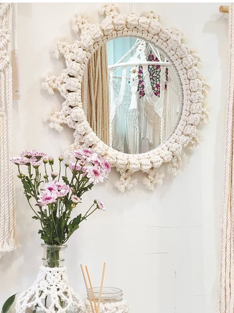 

Macrame Tapestry Wall Hanging Decorative Mirror Bohemia Creative Home Art Wall Decorations Boho Decor Without Mirror Dropship